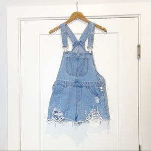 Hot Kiss Distressed Denim Shortalls